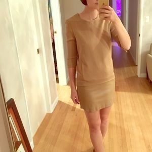 The Kooples Tan Leather Crepe Dress - Small